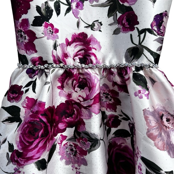 Rare Editions Girls Ivory Floral High-low hem Dress. - Picture 4 of 10